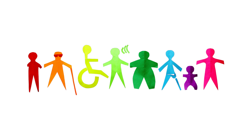 Alternance et handicap au CFPP.
Ligne de personnages multicolores se tenant par la main et symbolisant différents handicaps